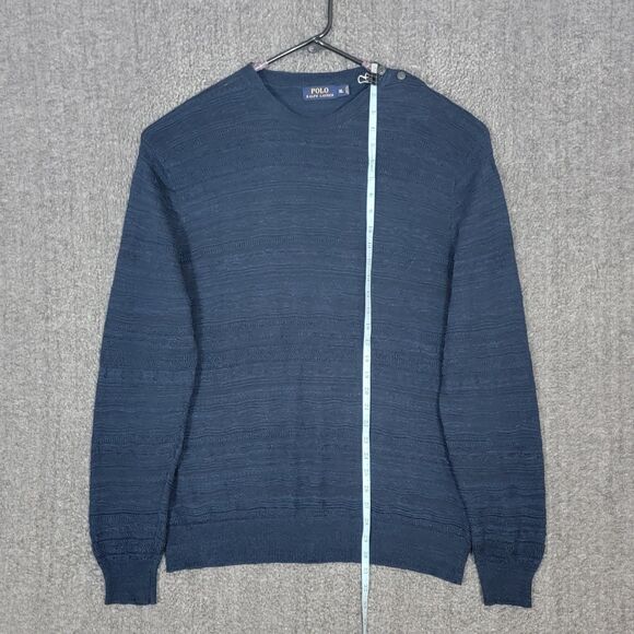 Vintage Polo Ralph Lauren Sweater Mens XL Blue Linen Blend Crewneck Shirt - Picture 4 of 14